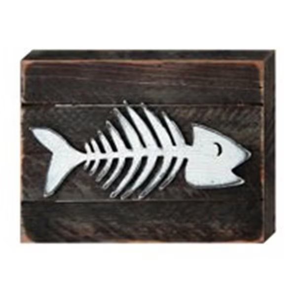 Vintage Fish Skeleton Art on Board Wall Decor, Clean Choice, Mfr#: CL1772644